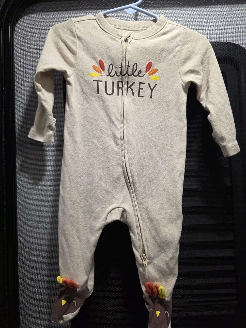 Old Navy Cream "Little Turkey" Footed One-Piece